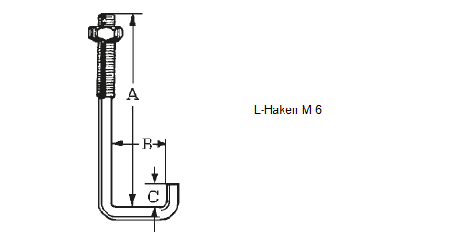 L-Haken für Profil 76/18 inkl. Mutter 