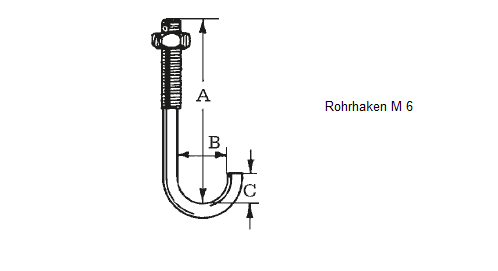 Rohrhaken für Profil 76/18 inkl. Mutter 